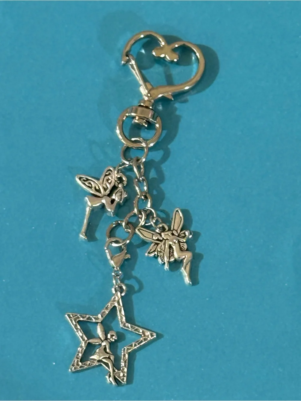 NWT Silver Fairy & Star Charm Keychain/ Bag Charm- Handmade